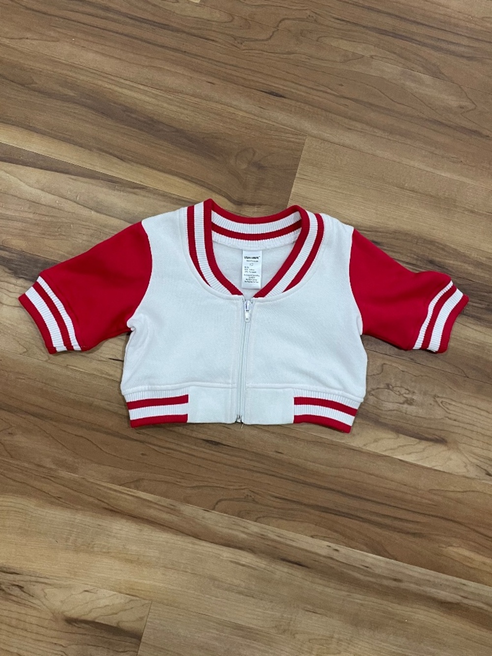 Urban Groove Red White Varsity Crop Jacket Short Sleeve Girls IC 7/8